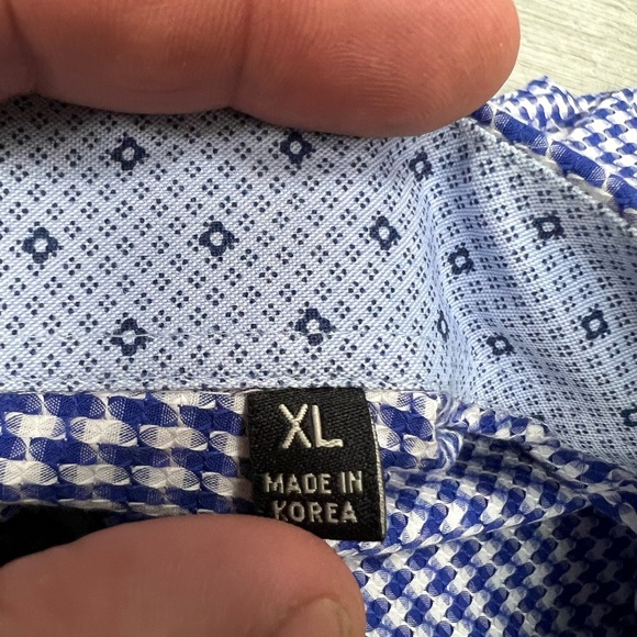 Quieti Blue & White Houndstooth Check Shirt XL - Picture 4 of 4